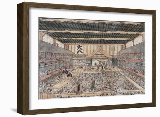 Perspective View of the Grant Theater, Japanese Wood-Cut Print-Lantern Press-Framed Art Print