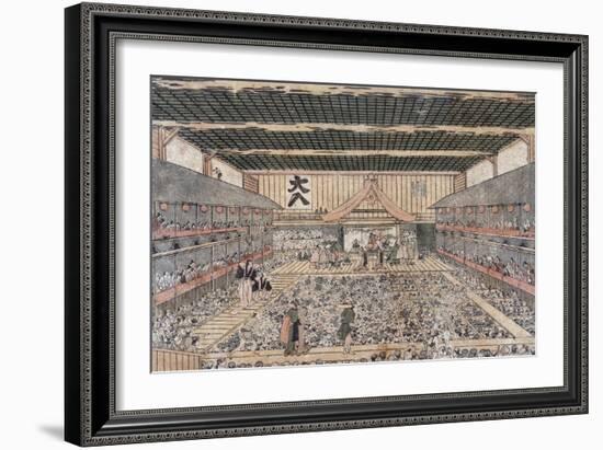 Perspective View of the Grant Theater, Japanese Wood-Cut Print-Lantern Press-Framed Art Print