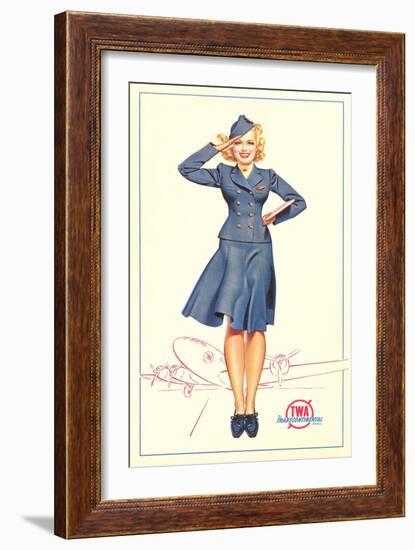 Pert Uniformed Stewardess Saluting-null-Framed Art Print