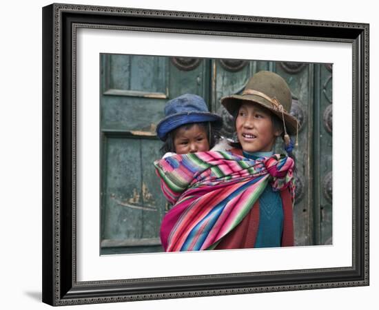 Peru, a Young Peruvian Girl-Nigel Pavitt-Framed Photographic Print