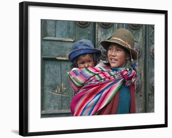 Peru, a Young Peruvian Girl-Nigel Pavitt-Framed Photographic Print