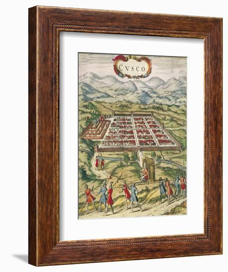 Peru, Cuzco, City of Cuzco by Georg Braun, 1594-null-Framed Giclee Print