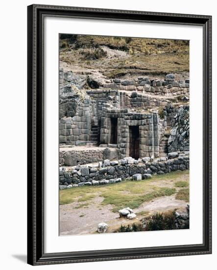 Peru, Cuzco, Tambomachay, Inca Archaeological Site, Walls and Fountains Called 'Inca Baths'-null-Framed Giclee Print