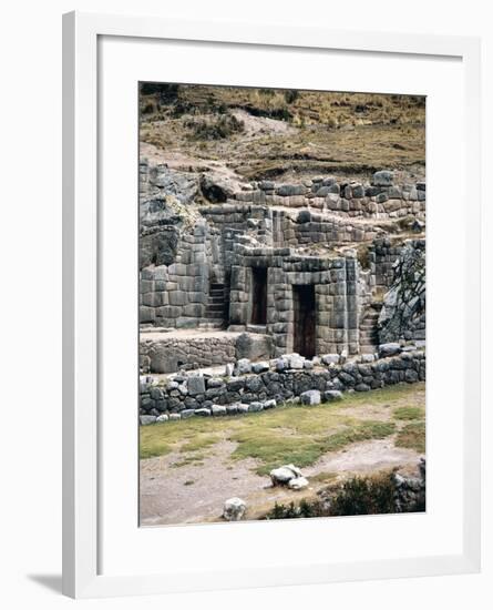 Peru, Cuzco, Tambomachay, Inca Archaeological Site, Walls and Fountains Called 'Inca Baths'-null-Framed Giclee Print