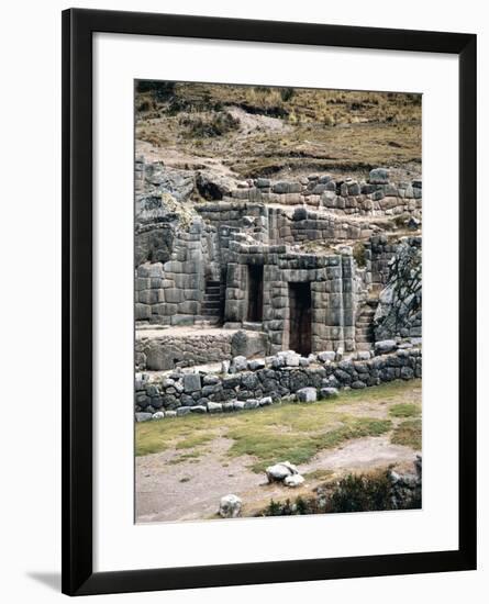 Peru, Cuzco, Tambomachay, Inca Archaeological Site, Walls and Fountains Called 'Inca Baths'-null-Framed Giclee Print