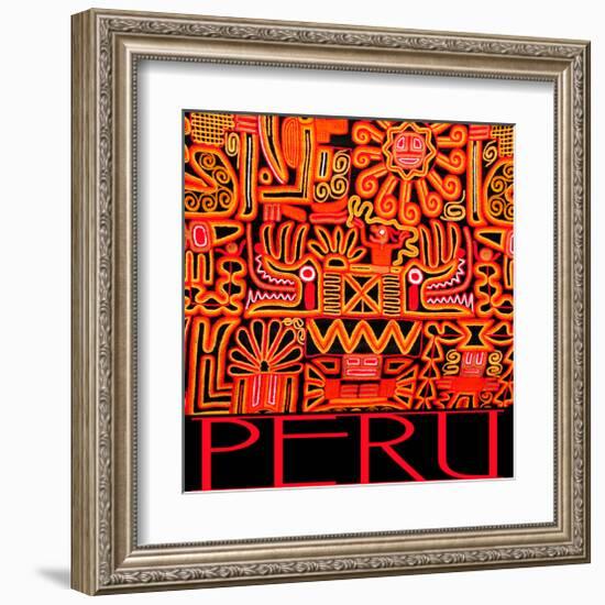 Peru - Inca Design Pattern-null-Framed Art Print