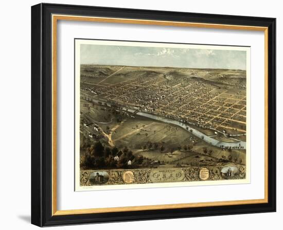 Peru, Indiana - Panoramic Map-Lantern Press-Framed Art Print