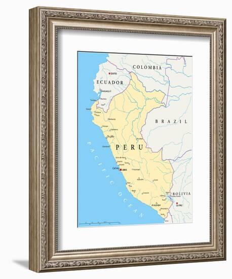 Peru Political Map-Peter Hermes Furian-Framed Art Print