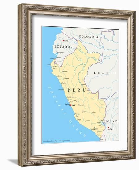 Peru Political Map-Peter Hermes Furian-Framed Art Print