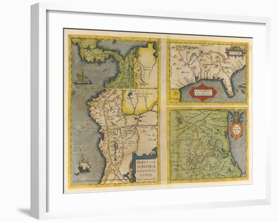 Peruviae Auriferae Regionis Typus Patent & La Florida  (Latin America and Florida), 1584-Abraham Ortelius-Framed Giclee Print