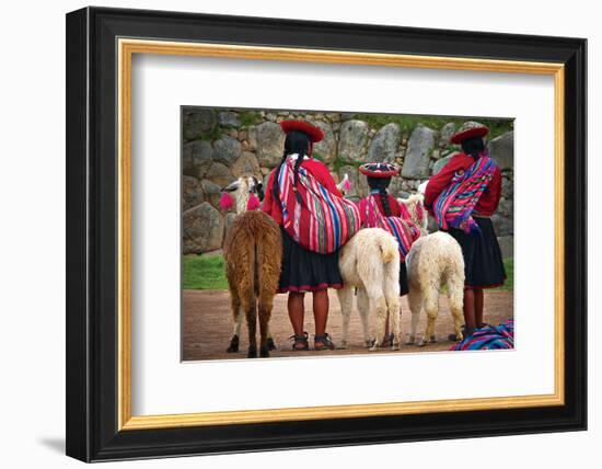 Peruvian Indios with Lamas-null-Framed Art Print