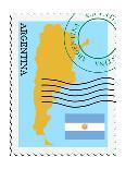 Stamp with Map and Flag of Saint Kitts and Nevis-Perysty-Art Print
