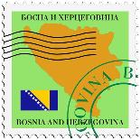 Stamp with Map and Flag of Saint Kitts and Nevis-Perysty-Art Print