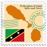 Stamp with Map and Flag of Seychelles-Perysty-Art Print
