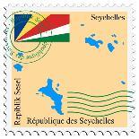 Stamp with Map and Flag of Saint Kitts and Nevis-Perysty-Framed Art Print
