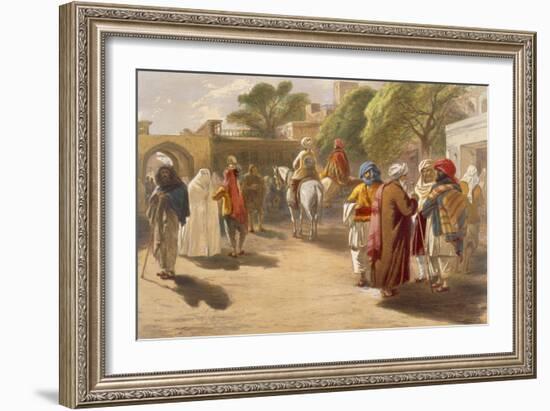 Peshawar Market Scene, from 'India Ancient and Modern', 1867 (Colour Litho)-William 'Crimea' Simpson-Framed Giclee Print