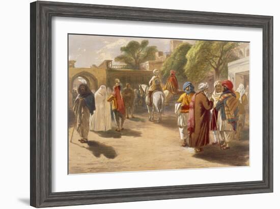 Peshawar Market Scene, from 'India Ancient and Modern', 1867 (Colour Litho)-William 'Crimea' Simpson-Framed Giclee Print