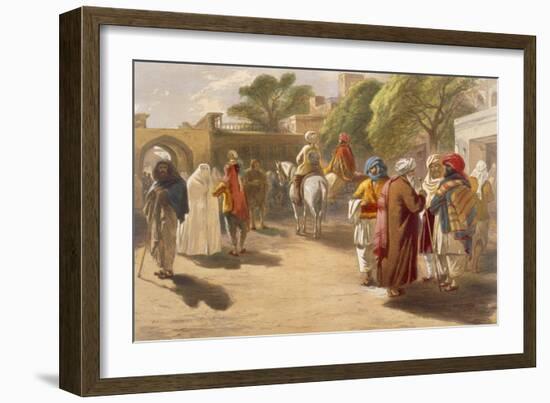 Peshawar Market Scene, from 'India Ancient and Modern', 1867 (Colour Litho)-William 'Crimea' Simpson-Framed Giclee Print