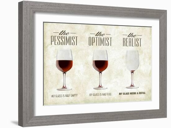 Pessimist Optimist Realist-Lantern Press-Framed Premium Giclee Print