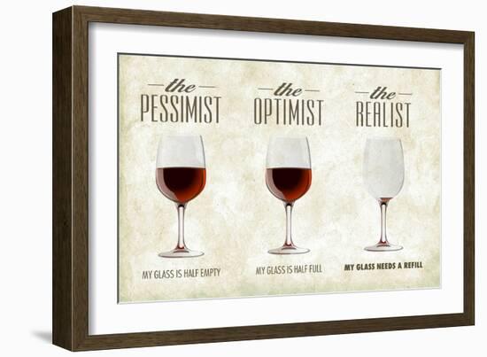 Pessimist Optimist Realist-Lantern Press-Framed Premium Giclee Print