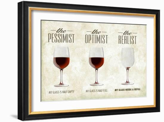 Pessimist Optimist Realist-Lantern Press-Framed Premium Giclee Print