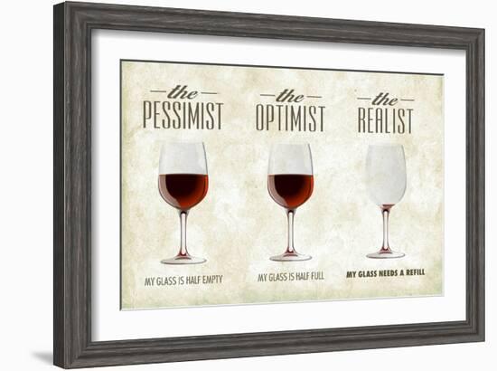 Pessimist Optimist Realist-Lantern Press-Framed Art Print