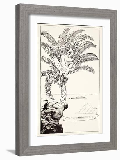 Pestonjee Bomonjee Sitting in His Palm-Tree and Watching the Rhinoceros Strorks Bathing-Rudyard Kipling-Framed Giclee Print