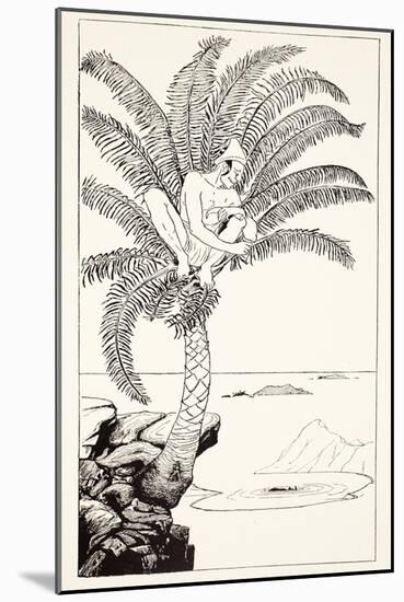 Pestonjee Bomonjee Sitting in His Palm-Tree and Watching the Rhinoceros Strorks Bathing-Rudyard Kipling-Mounted Giclee Print