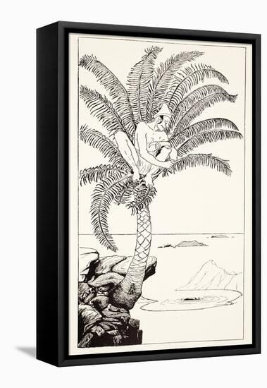 Pestonjee Bomonjee Sitting in His Palm-Tree and Watching the Rhinoceros Strorks Bathing-Rudyard Kipling-Framed Premier Image Canvas