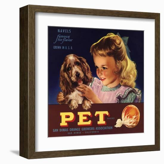 Pet Brand - San Dimas, California - Citrus Crate Label-Lantern Press-Framed Art Print