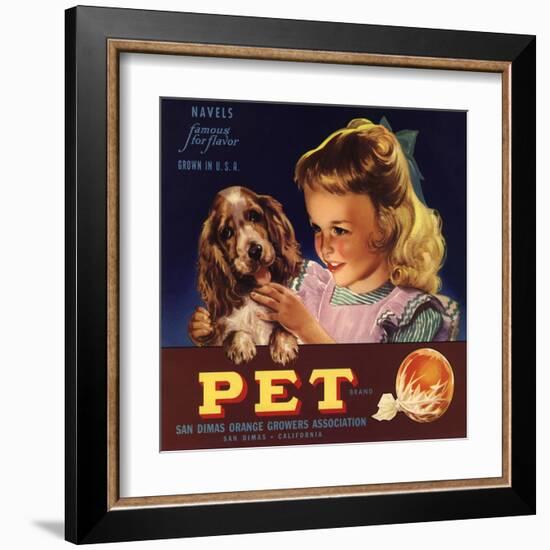 Pet Brand - San Dimas, California - Citrus Crate Label-Lantern Press-Framed Art Print