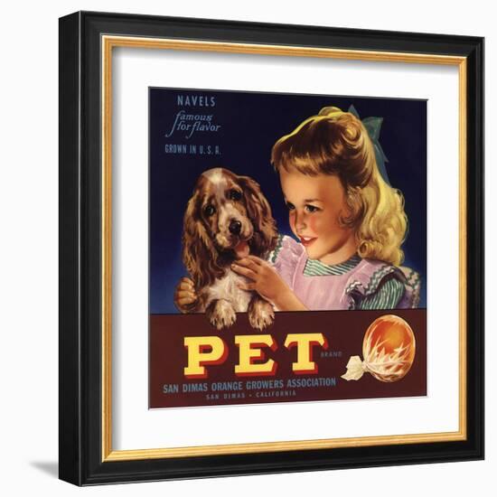 Pet Brand - San Dimas, California - Citrus Crate Label-Lantern Press-Framed Art Print