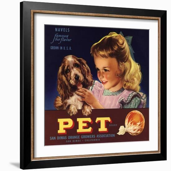 Pet Brand - San Dimas, California - Citrus Crate Label-Lantern Press-Framed Art Print