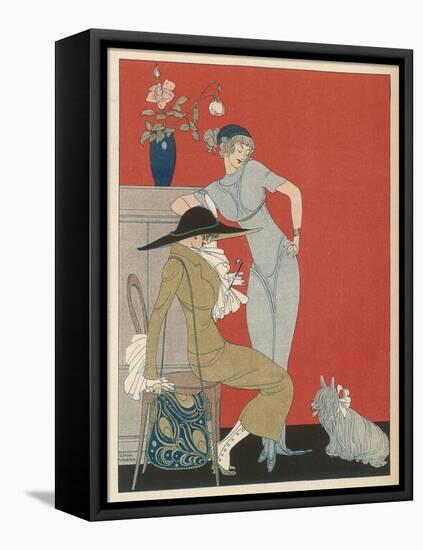 Pet Dog, Probably a Skye Terrier, with Its Fashionable Owners-Gerda Wegener-Framed Premier Image Canvas