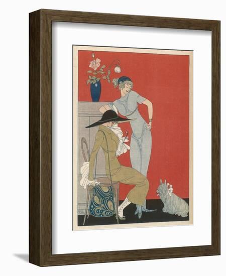 Pet Dog, Probably a Skye Terrier, with Its Fashionable Owners-Gerda Wegener-Framed Photographic Print