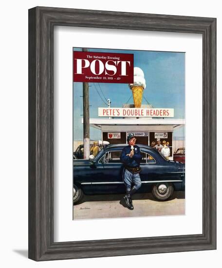 "Pete's Double Headers" Saturday Evening Post Cover, September 22, 1951-Stevan Dohanos-Framed Giclee Print