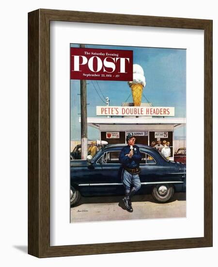 "Pete's Double Headers" Saturday Evening Post Cover, September 22, 1951-Stevan Dohanos-Framed Giclee Print