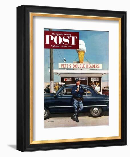 "Pete's Double Headers" Saturday Evening Post Cover, September 22, 1951-Stevan Dohanos-Framed Giclee Print