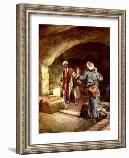 Peter and John hurry to the empty tomb - Bible-William Brassey Hole-Framed Giclee Print