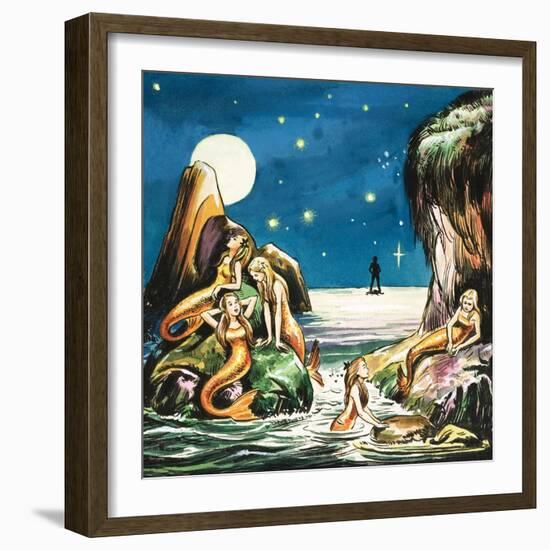 Peter and the Mermaids, Illustration from 'Peter Pan' by J.M. Barrie-Nadir Quinto-Framed Giclee Print