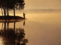 Man Fishing at Lake-Peter Beck-Laminated Photographic Print