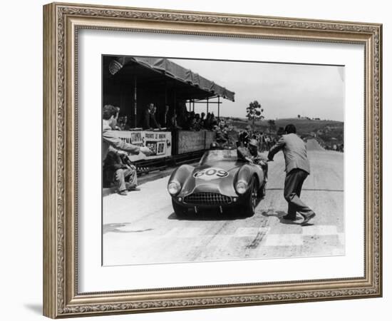 Peter Collins at the Wheel of an Aston Martin-null-Framed Photographic Print