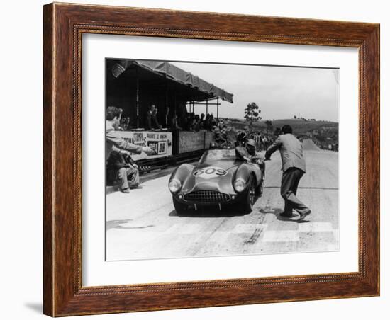 Peter Collins at the Wheel of an Aston Martin-null-Framed Photographic Print