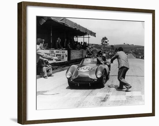 Peter Collins at the Wheel of an Aston Martin-null-Framed Photographic Print