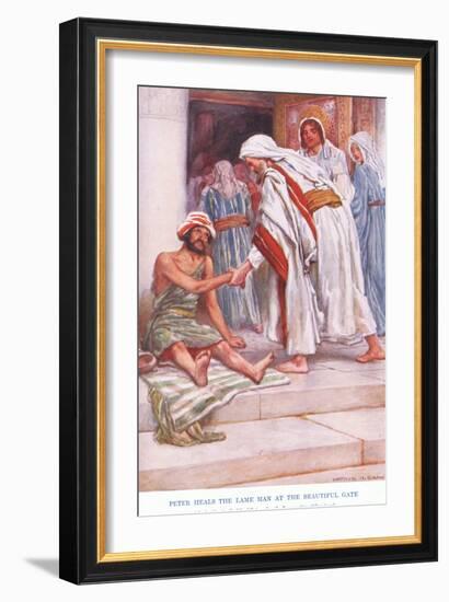 Peter Heals the Lame Man at the Beautiful Gate-Arthur A. Dixon-Framed Giclee Print