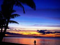 Couple Walking Along Beach at Sunset, Fiji-Peter Hendrie-Mounted Photographic Print