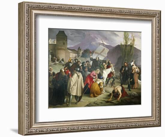 Peter Hermit Riding White Mule with Crucifix in His Hand and Circulating Through Cities-Francesco Hayez-Framed Giclee Print