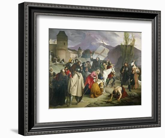 Peter Hermit Riding White Mule with Crucifix in His Hand and Circulating Through Cities-Francesco Hayez-Framed Giclee Print