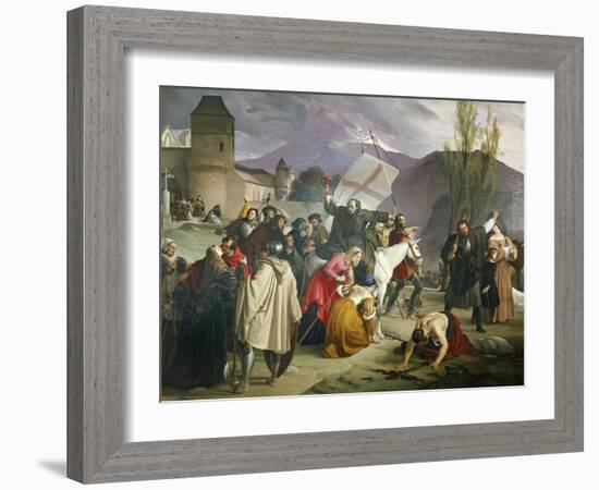 Peter Hermit Riding White Mule with Crucifix in His Hand and Circulating Through Cities-Francesco Hayez-Framed Giclee Print