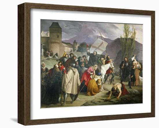 Peter Hermit Riding White Mule with Crucifix in His Hand and Circulating Through Cities-Francesco Hayez-Framed Giclee Print